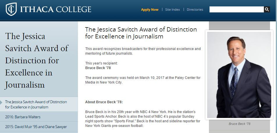Thanks Ithaca College for the wonderful honor!